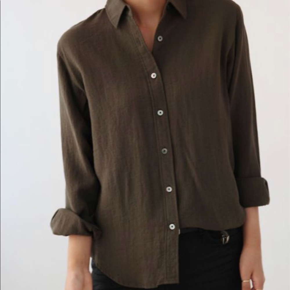 Boyfriend button down flowy blouse shirt top s xs